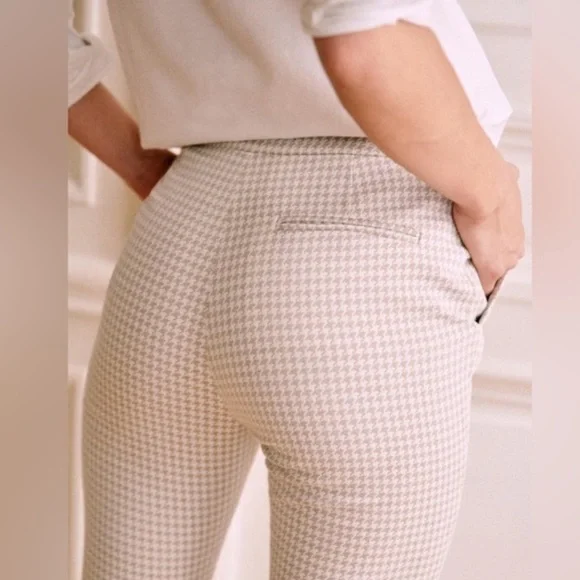 Sezane Cream and Brown Checkered Pants - Picture 4 of 14